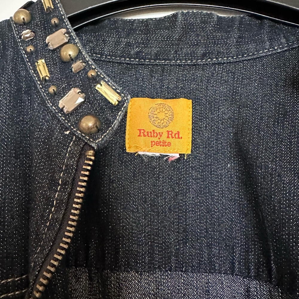 Ruby Rd. Beaded Dark Jean Jacket - Picture 2 of 2